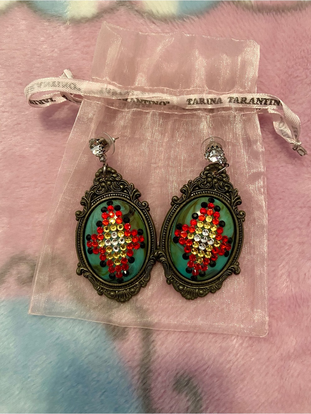NWT aztec swarovski turquoise TT earrings